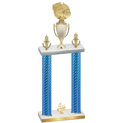Double Blue Carbon Fiber Fourth Place Basketball Trophy