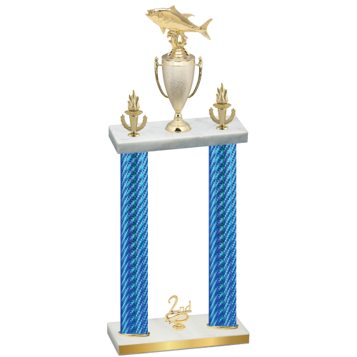Double Blue Carbon Fiber Second Place Fishing Trophy