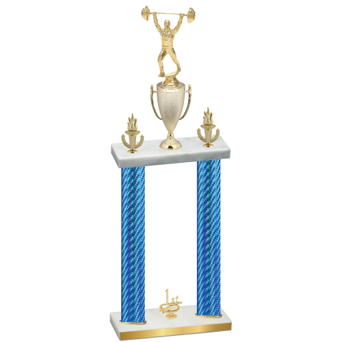 Double Blue Carbon Fiber First Place Weights Trophy