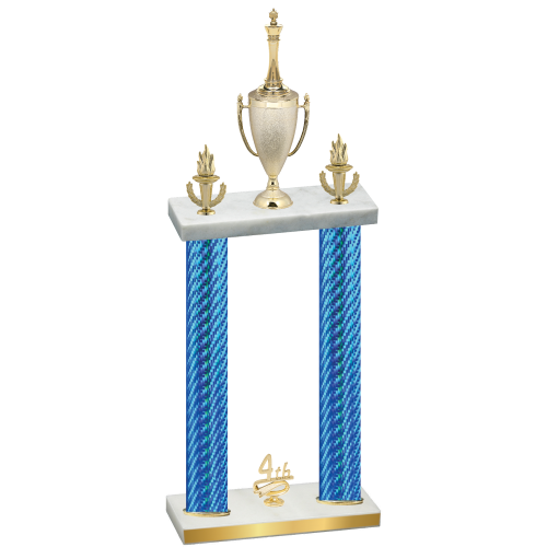 Double Blue Carbon Fiber Fourth Place Chess Trophy