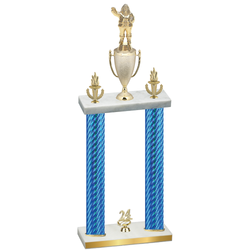 Double Blue Carbon Fiber Year Holiday Trophy