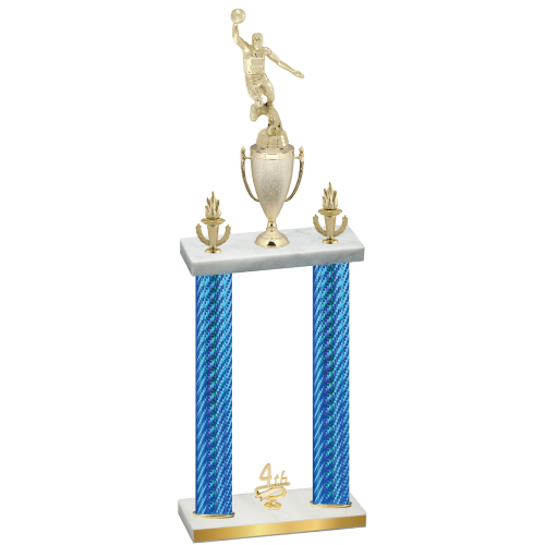 Double Blue Carbon Fiber Fourth Place Basketball Trophy