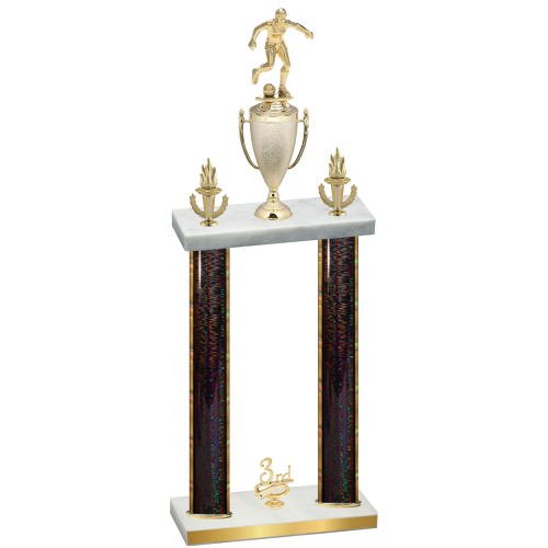 Double Black Glacier Third Place Soccer Trophy