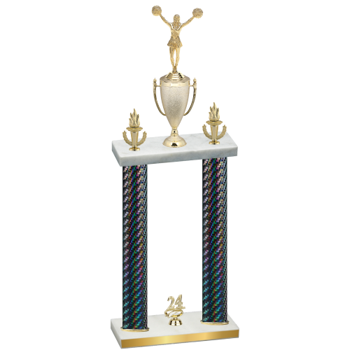Double Black Carbon Fiber Year Cheerleading Trophy