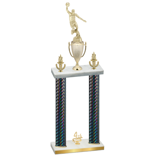 Double Black Carbon Fiber Fourth Place Basketball Trophy