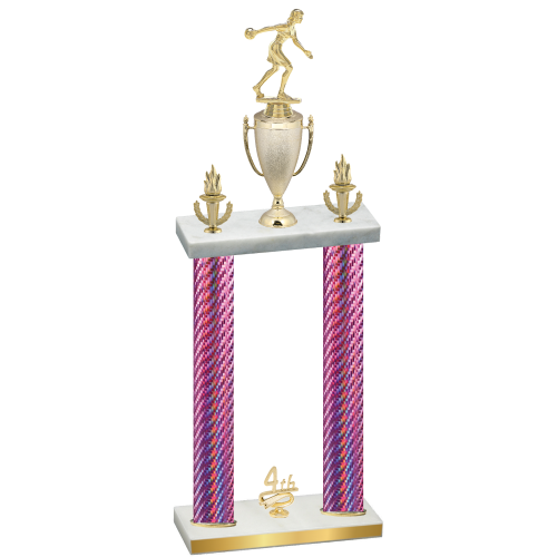 Double Pink Carbon Fiber Fourth Place Bowling Trophy