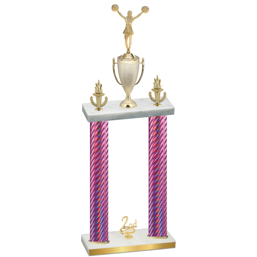 Double Pink Carbon Fiber Second Place Cheerleading Trophy
