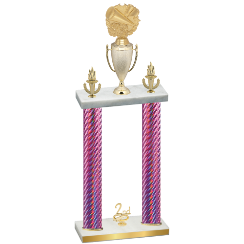 Double Pink Carbon Fiber Second Place Cheerleading Trophy