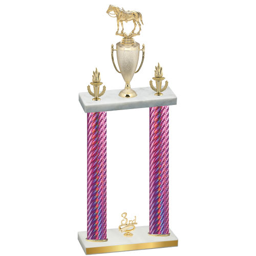 Double Pink Carbon Fiber Third Place Horses Trophy