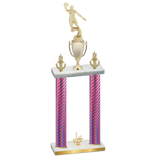Double Pink Carbon Fiber First Place Basketball Trophy