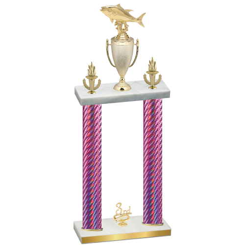 Double Pink Carbon Fiber Third Place Fishing Trophy