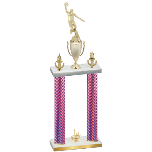 Double Pink Carbon Fiber First Place Basketball Trophy