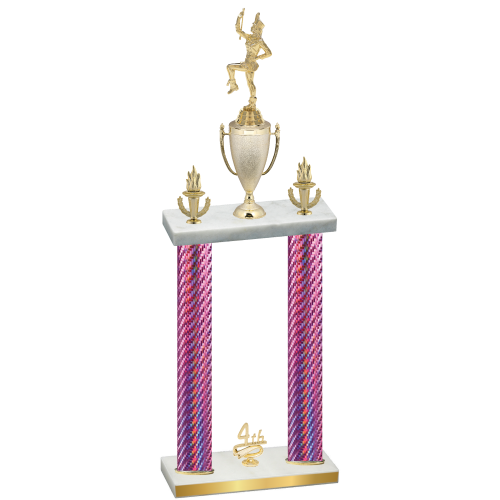 Double Pink Carbon Fiber Fourth Place Majorette Trophy