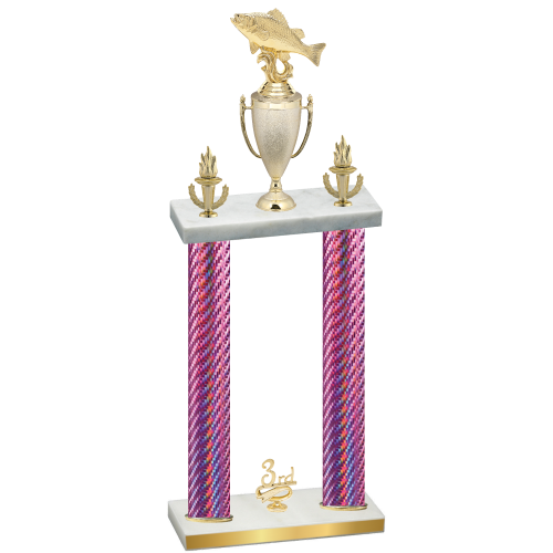 Double Pink Carbon Fiber Third Place Fishing Trophy