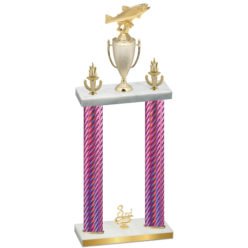 Double Pink Carbon Fiber Third Place Fishing Trophy