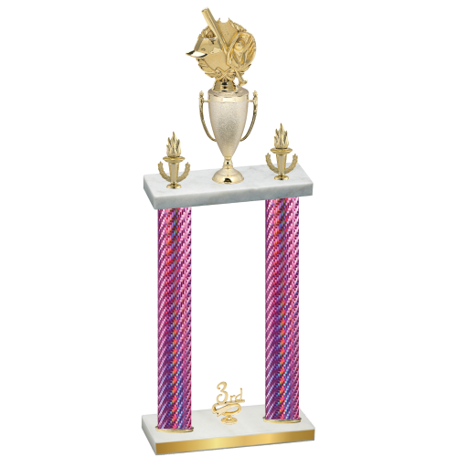 Double Pink Carbon Fiber Third Place Baseball Trophy