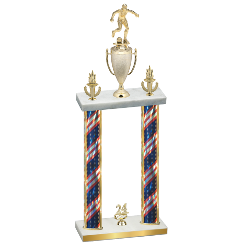 Double Flag USA Year Soccer Trophy