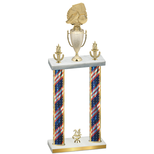 Double Flag USA Year Soccer Trophy
