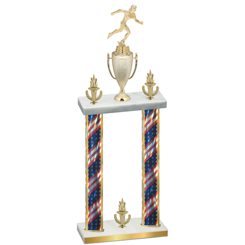 Double Flag USA Victory Running Trophy