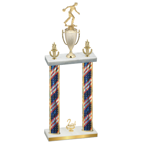 Double Flag USA Second Place Bowling Trophy