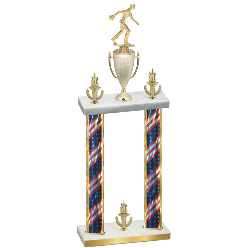 Double Flag USA Victory Bowling Trophy