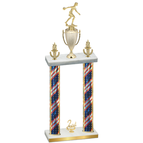 Double Flag USA Second Place Bowling Trophy
