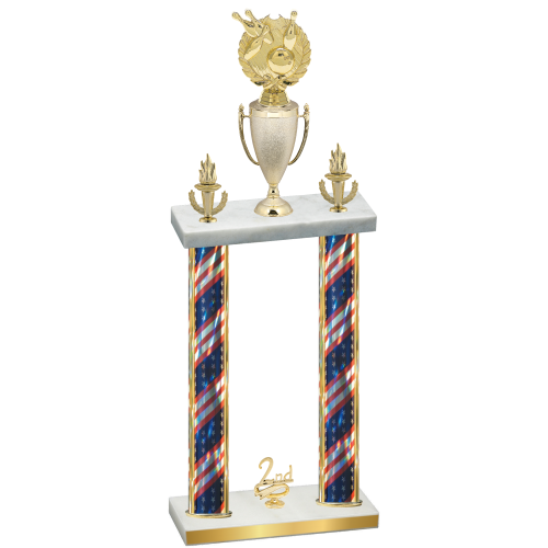 Double Flag USA Second Place Bowling Trophy