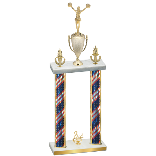Double Flag USA Third Place Cheerleading Trophy