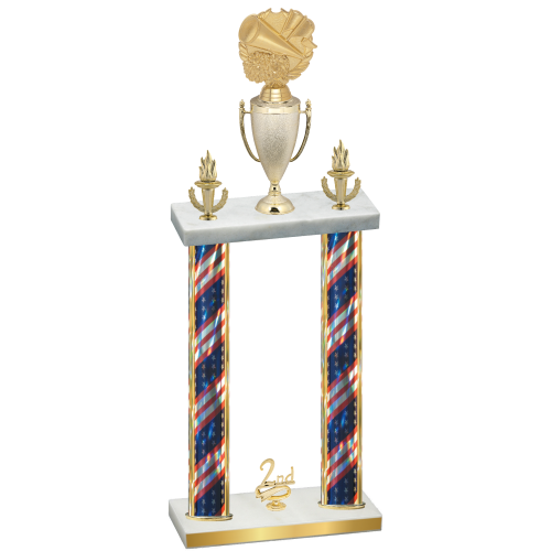 Double Flag USA Second Place Cheerleading Trophy