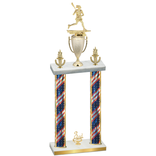 Double Flag USA Third Place Lacrosse Trophy