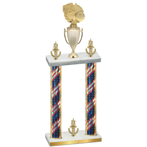 Double Flag USA Victory Basketball Trophy