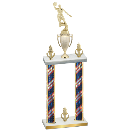 Double Flag USA Victory Basketball Trophy