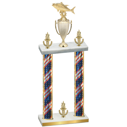 Double Flag USA Victory Fishing Trophy
