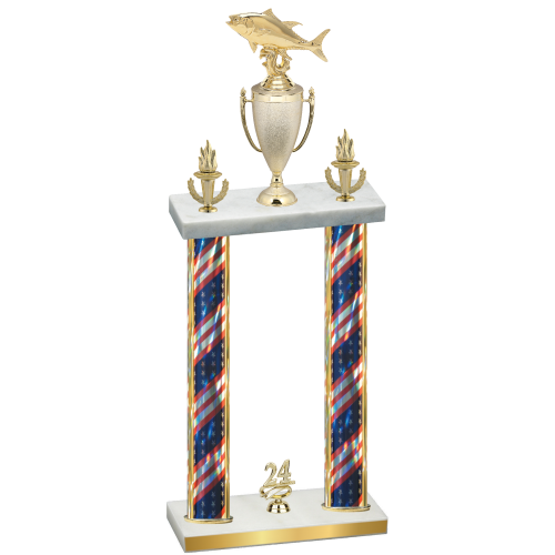 Double Flag USA Year Fishing Trophy