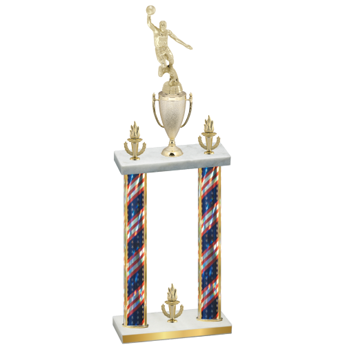 Double Flag USA Victory Basketball Trophy