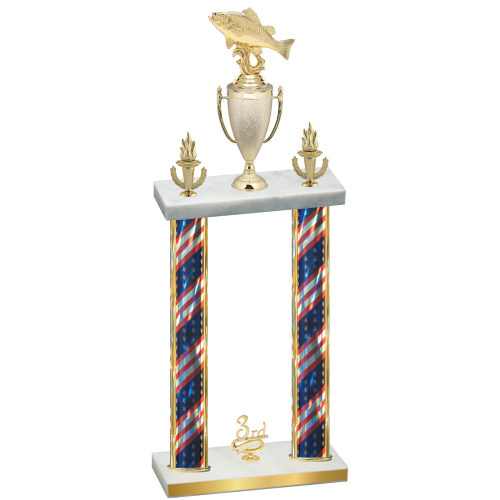 Double Flag USA Third Place Fishing Trophy