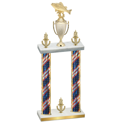 Double Flag USA Victory Fishing Trophy