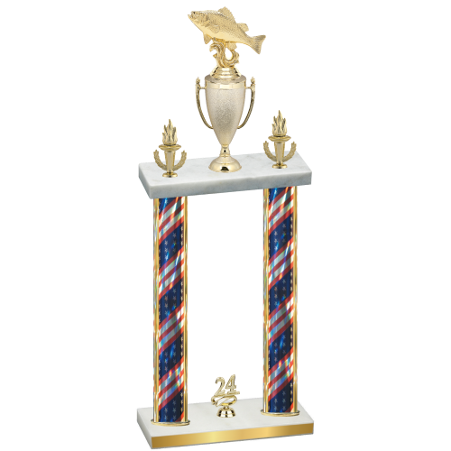 Double Flag USA Year Fishing Trophy
