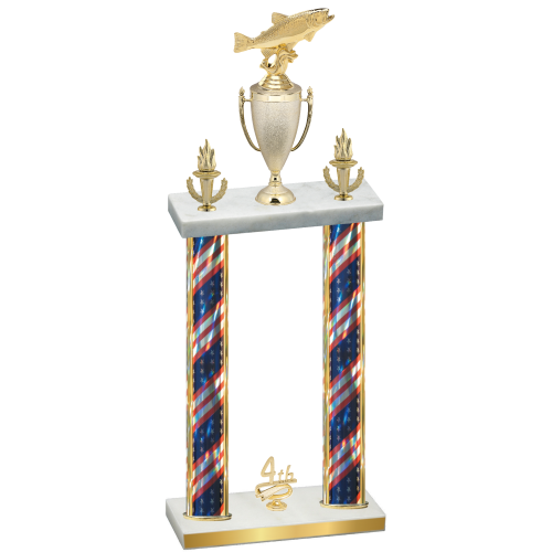 Double Flag USA Fourth Place Fishing Trophy
