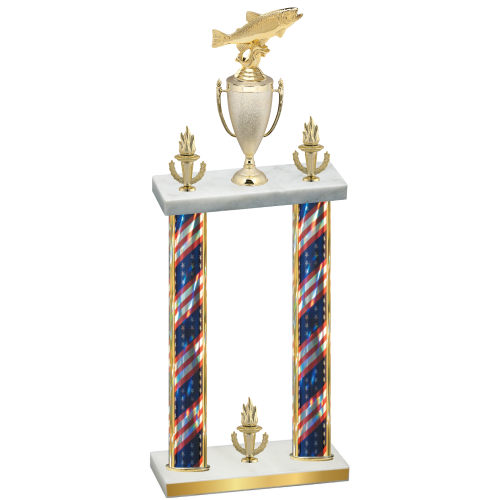 Double Flag USA Victory Fishing Trophy