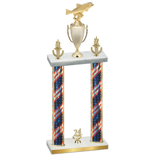 Double Flag USA Year Fishing Trophy