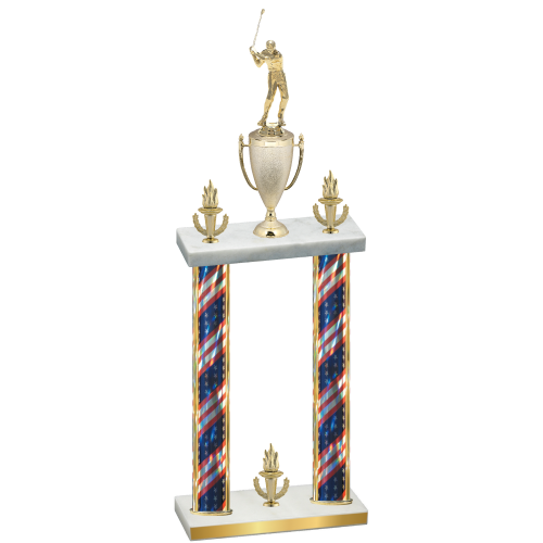 Double Flag USA Victory Golf Trophy