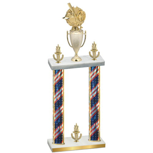 Double Flag USA Victory Baseball Trophy