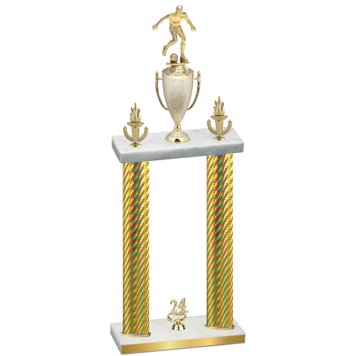 Double Gold Carbon Fiber Year Soccer Trophy