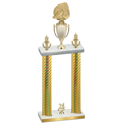 Double Gold Carbon Fiber Year Soccer Trophy