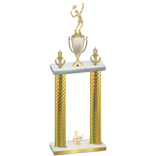 Double Gold Carbon Fiber Third Place Tennis Trophy