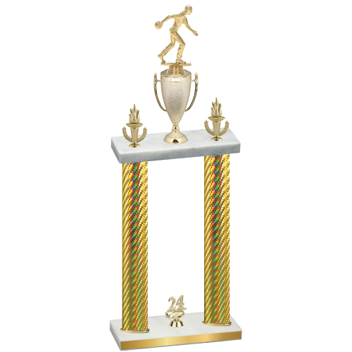 Double Gold Carbon Fiber Year Bowling Trophy