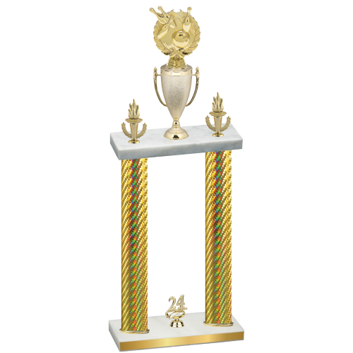 Double Gold Carbon Fiber Year Bowling Trophy