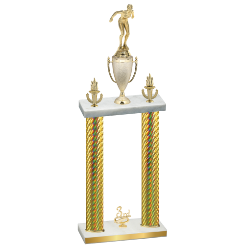 Double Gold Carbon Fiber Third Place Tennis Trophy