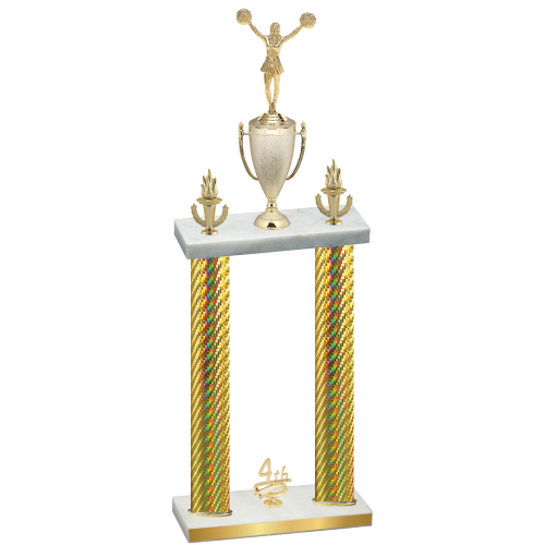 Double Gold Carbon Fiber Fourth Place Cheerleading Trophy